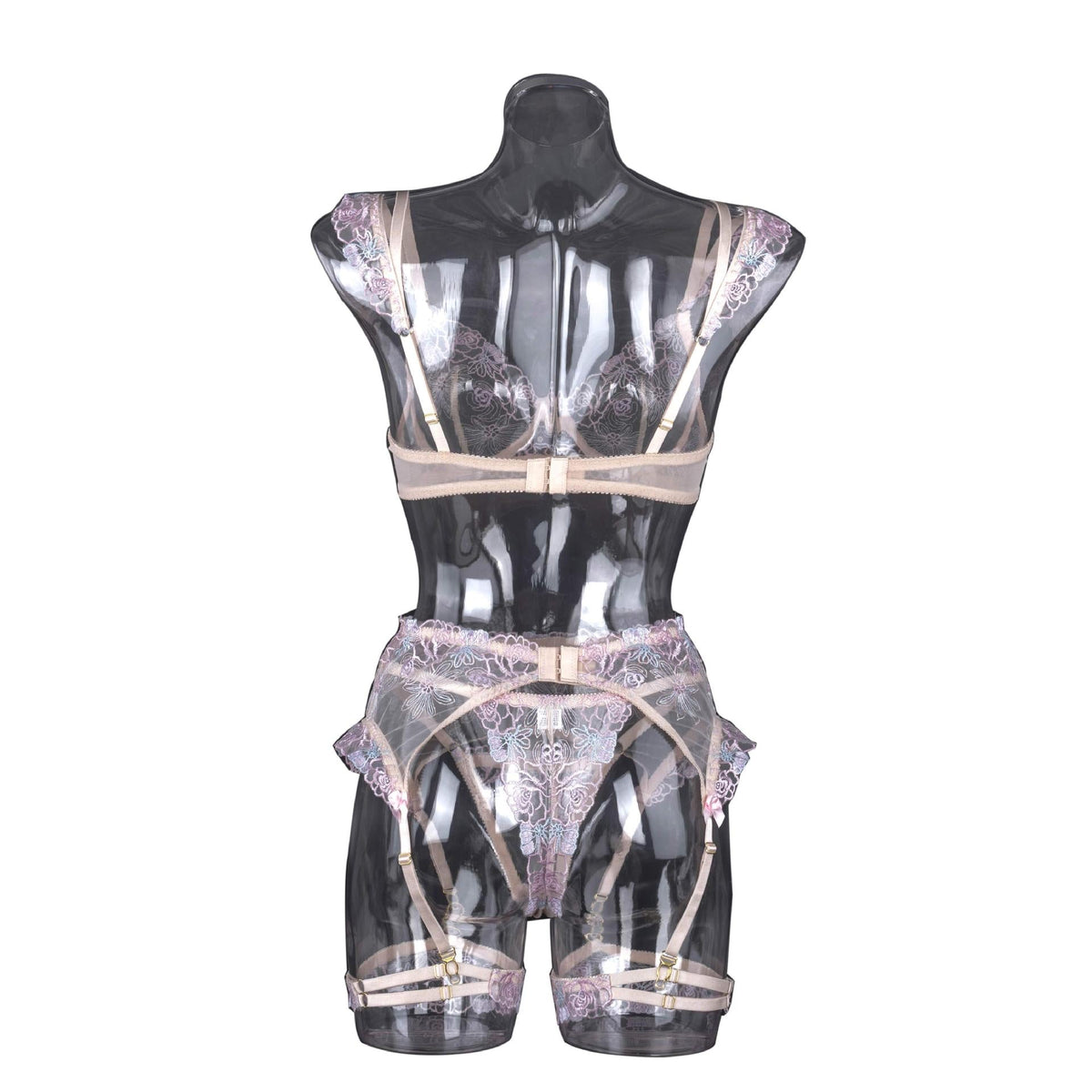 Ladies Floral Embroidery 3PCS Lingerie Set SKLG4102