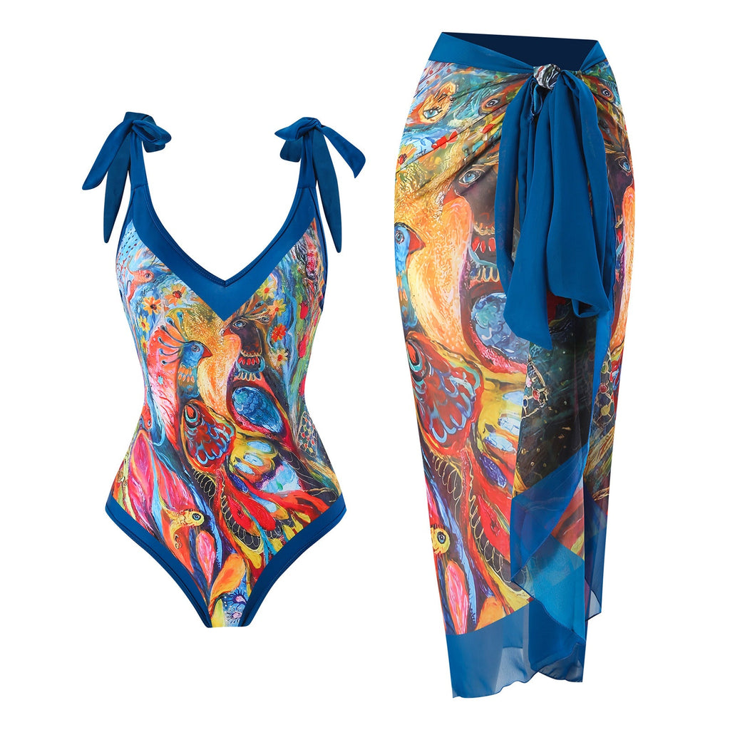Ladies Strap Shoulder One Piece Swimsuit SKSW40081ST