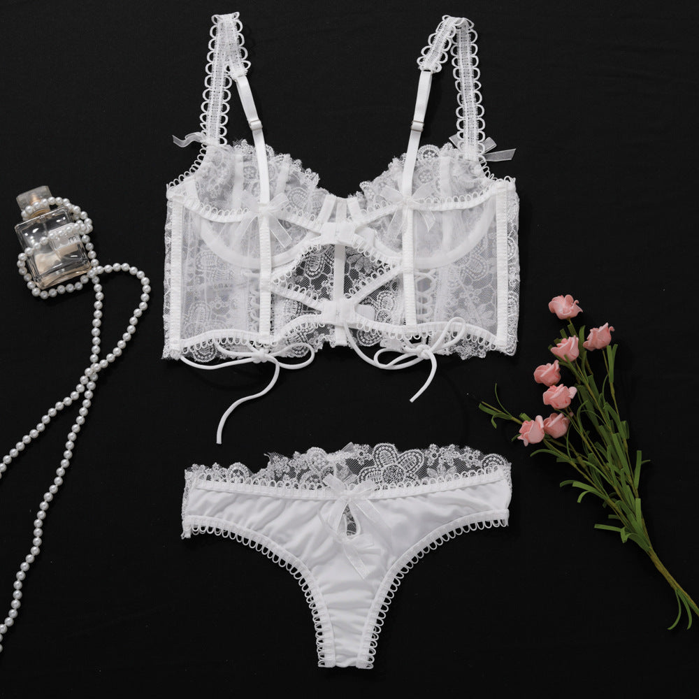 Ladies Floral Embroidery 2PCS Lingerie Corset Set SKLG4101