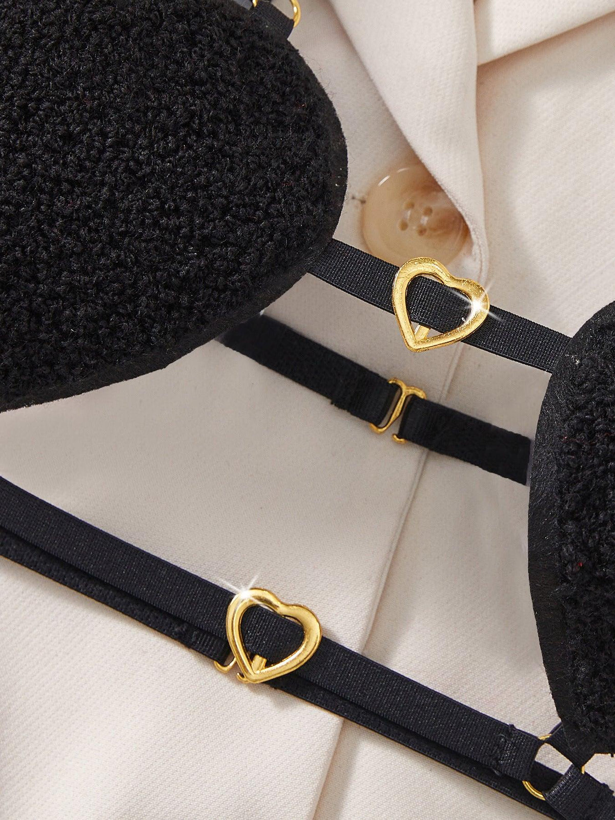 Ladies Spicy Heart Shaped Bra Thong 2PCS Lingerie Set SKLG4017