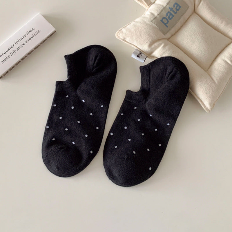Ladies Polka Dot Knit Boat Socks SKAS50029