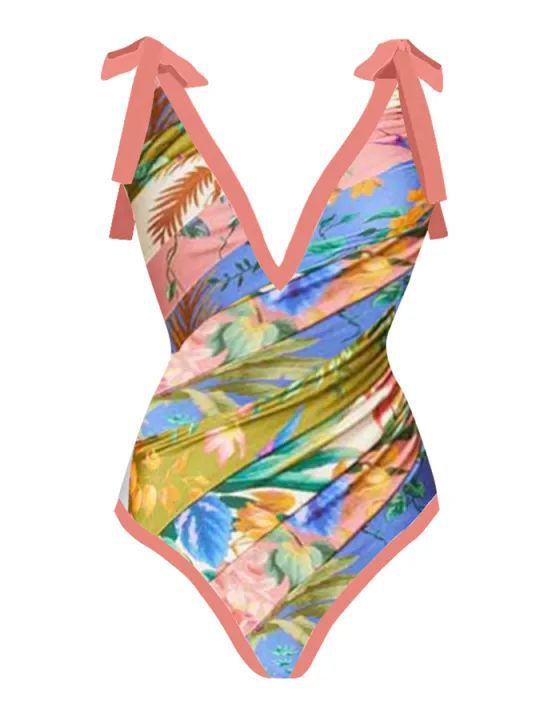 Ladies Strape Shoulder Print One Piece Swimwear SKSW40080T
