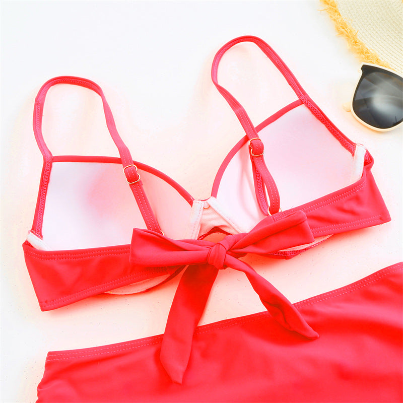 Ladies Solid Color 2PCS Bikini Set SKSW40092