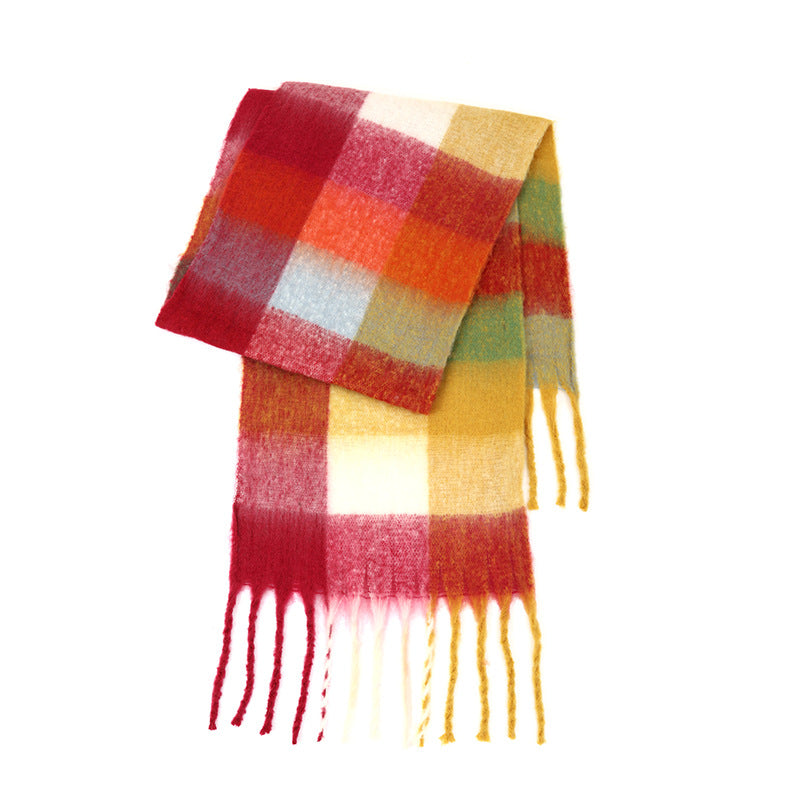 Ladies Color Block AC Plaid Daily Scarf SKAS4201
