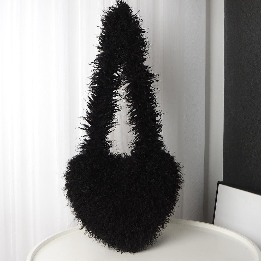 Ladies Y2K Heart-Shaped Plush Bag SKAB4091