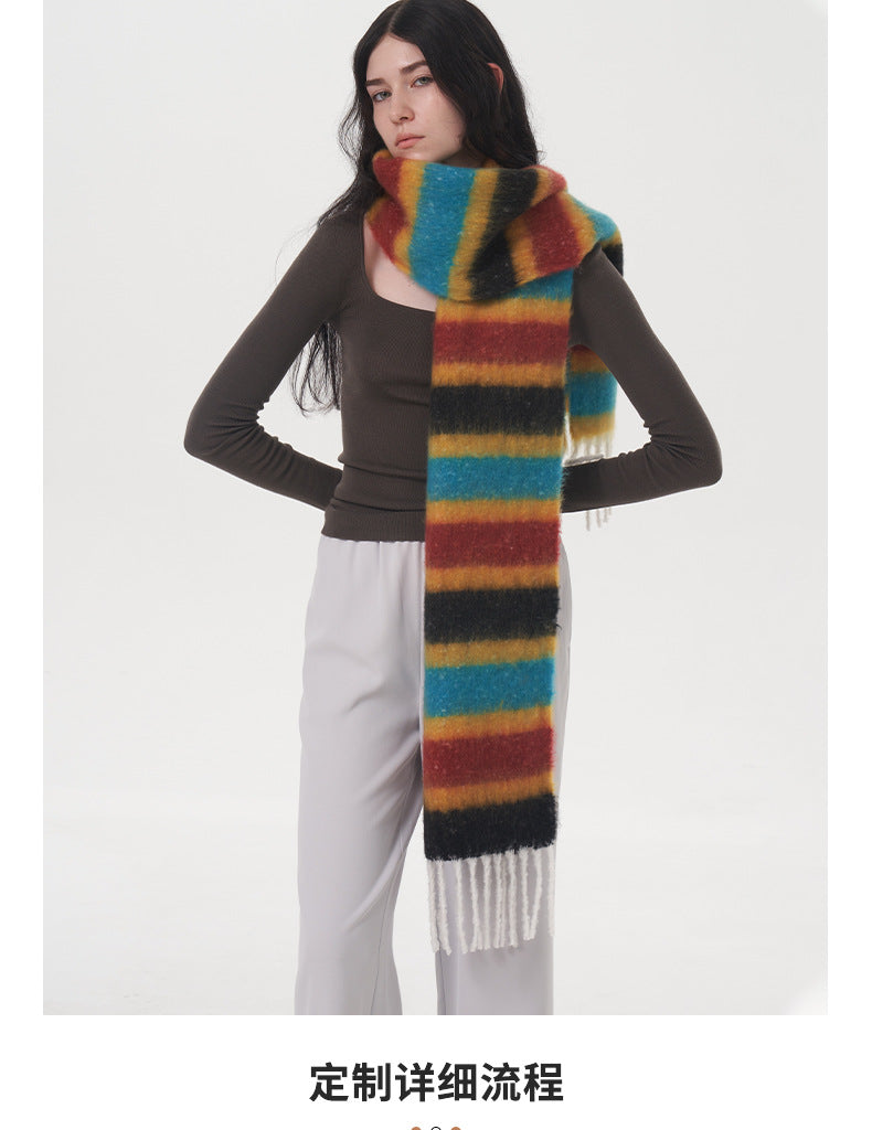 Ladies Color Block Stripe Everyday Scarf SKAS4196