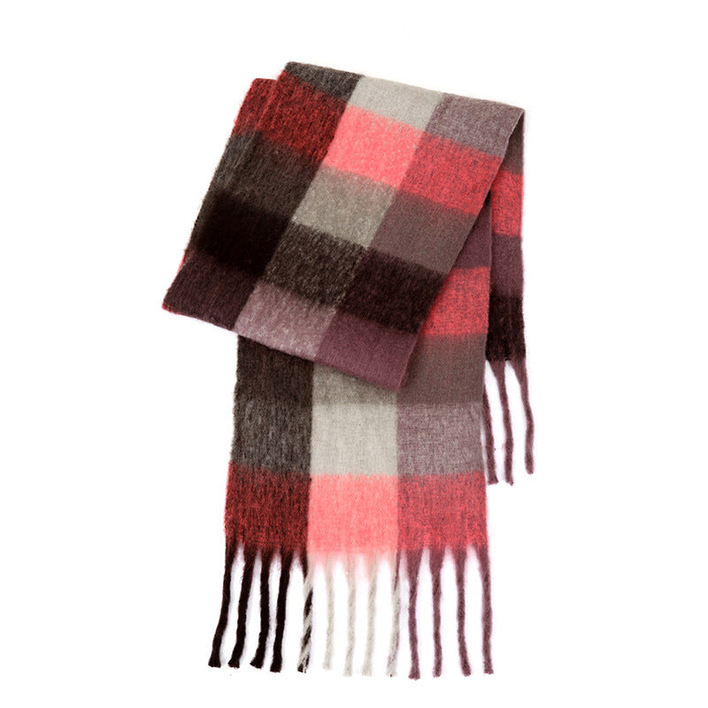 Ladies Color Block AC Plaid Daily Scarf SKAS4201
