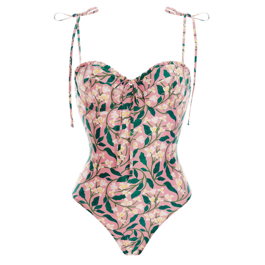 String Shoulder Floral Swimwear with Salong SKSW40157