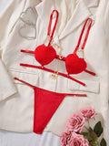 Ladies Spicy Heart Shaped Bra Thong 2PCS Lingerie Set SKLG4017