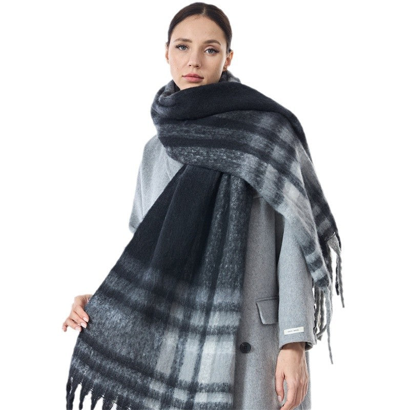 Laides Plaid Color Block Everyday Scarf SKAS4203
