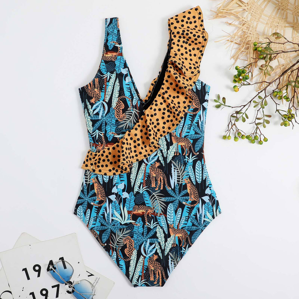 Ladies Ruffle Shoulder One Piece & Cover SKSW40132