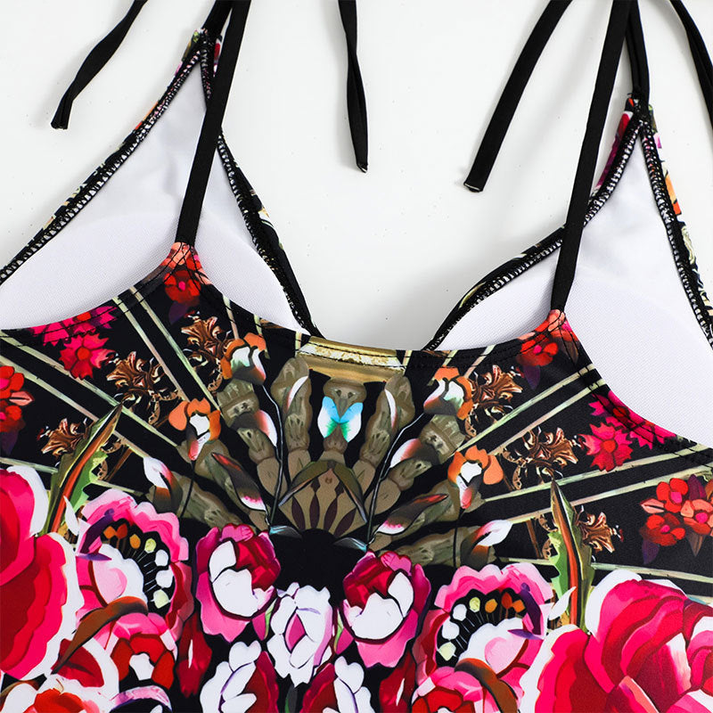 Two Shoulder One Piece Swimwear with Salong SKSW40114