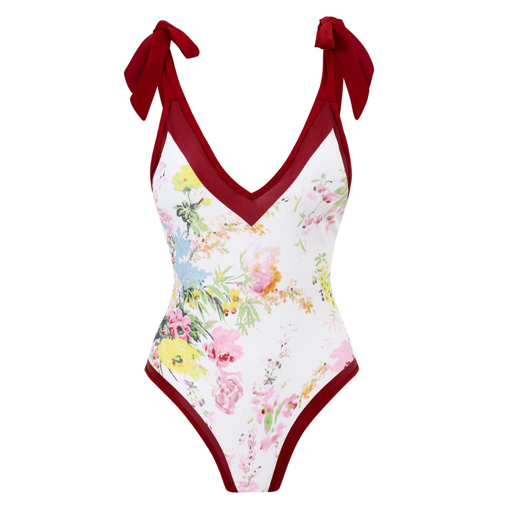 Ladies Strape Shoulder Print One Piece Swimwear SKSW40080T