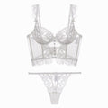 Ladies Floral Lace Sexy 2PCS Lingerie Corset Set SKLG4073