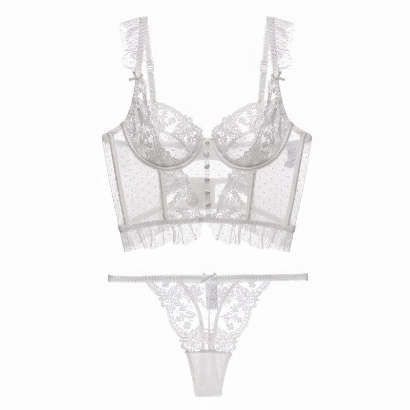 Ladies Floral Lace Sexy 2PCS Lingerie Corset Set SKLG4073