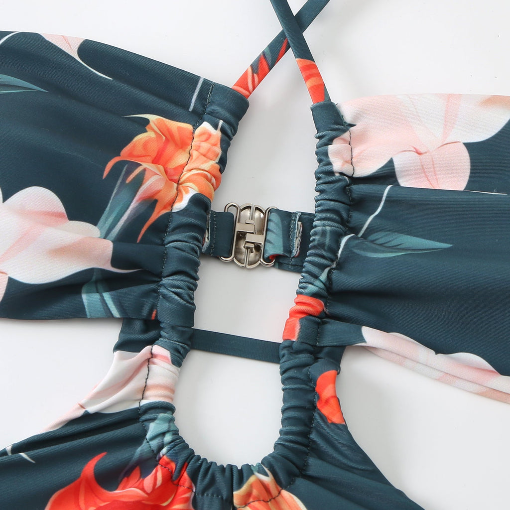 String Halter One Piece Swimwear with Cover SKSW40150