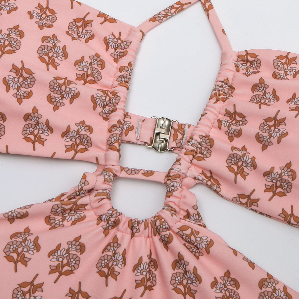 String Halter One Piece Swimwear with Cover SKSW40150
