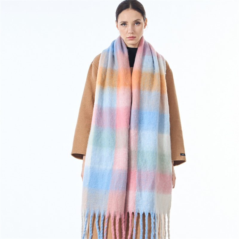 Ladies Color Block AC Plaid Daily Scarf SKAS4201
