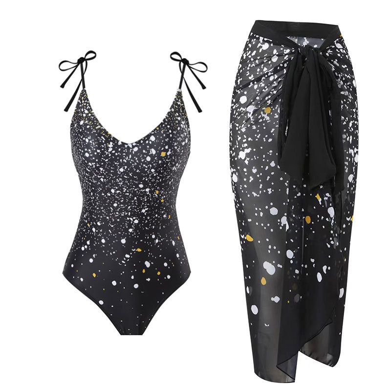 Two Shoulder One Piece Swimwear with Salong SKSW40114