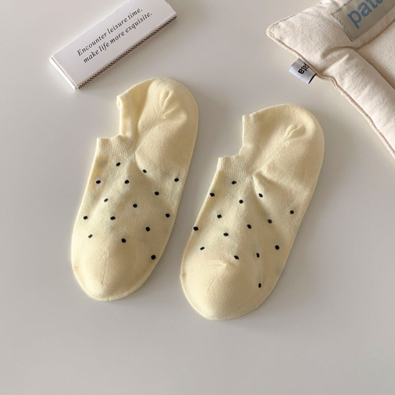 Ladies Polka Dot Knit Boat Socks SKAS50029