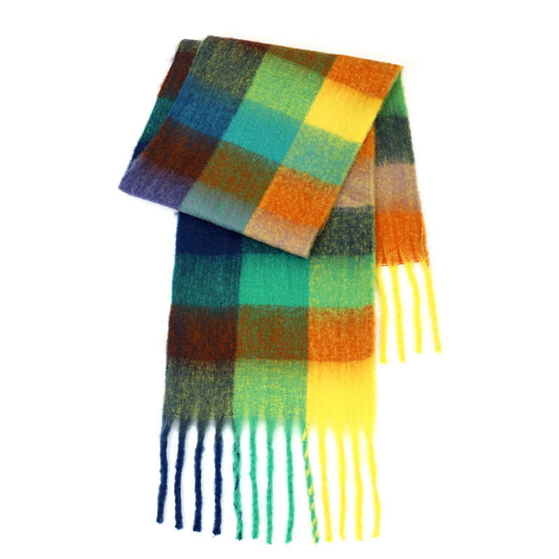 Ladies Color Block AC Plaid Daily Scarf SKAS4201