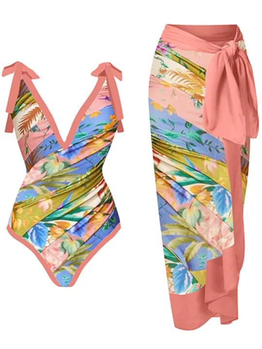 Ladies One Piece with Salong Cover Swimsuit SKSW40080ST