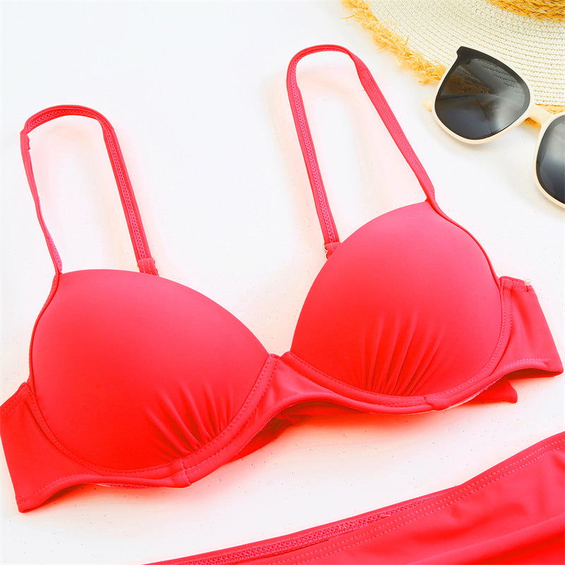 Ladies Solid Color 2PCS Bikini Set SKSW40092