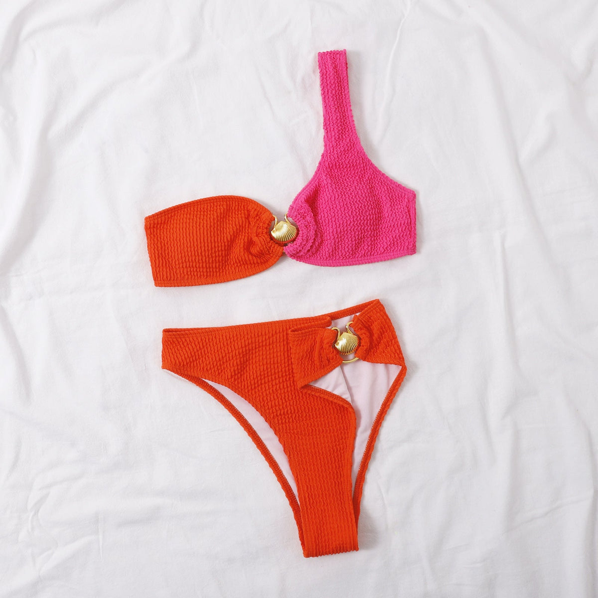 Ladies Color Block Seashell 2PCS Bikini Set SKSW40103