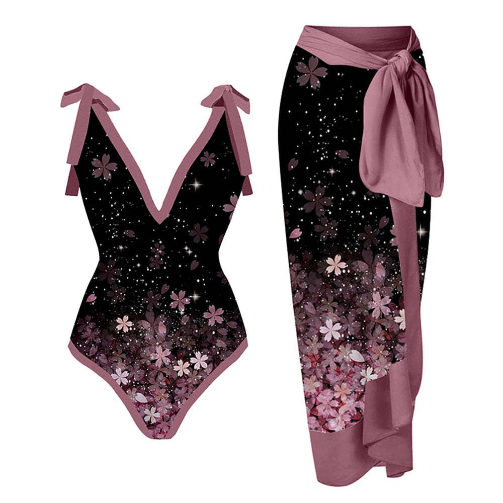 Ladies One Piece with Salong Cover Swimsuit SKSW40080ST