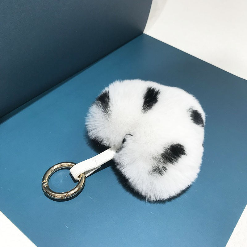 Heart Shaped Faux Mink Pandent Key Ring SKAC4104