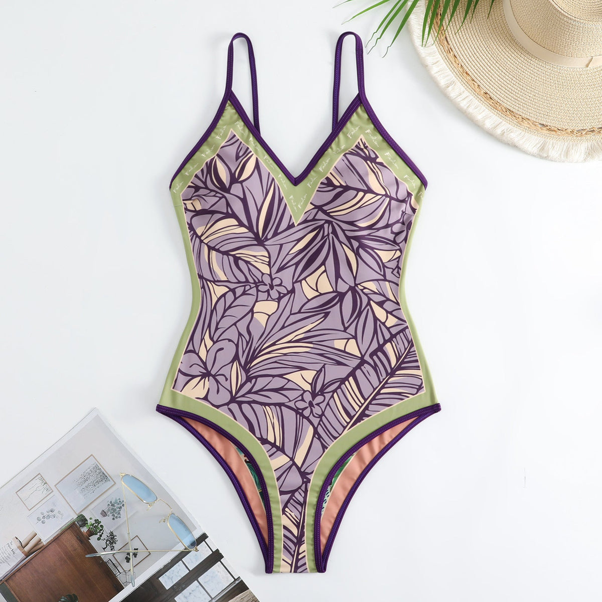 Floral AB Side Reversible One Piece Swimwear SKSW40089T