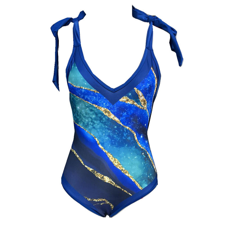 Ladies Strape Shoulder Print One Piece Swimwear SKSW40080T