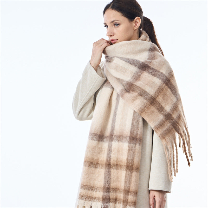 Laides Plaid Color Block Everyday Scarf SKAS4203