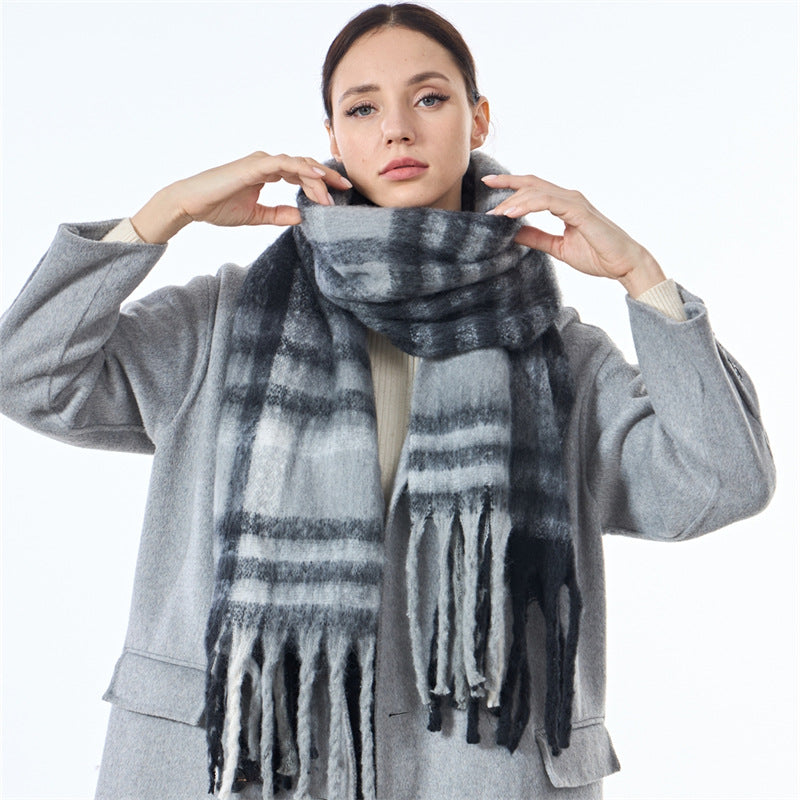 Laides Plaid Color Block Everyday Scarf SKAS4203