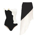 Ladies Color Block Swimwear with Skirt SKSW40162