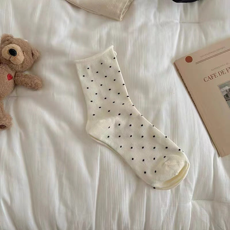 Ladies Polka Dot Knit Midi Socks SKAS50017
