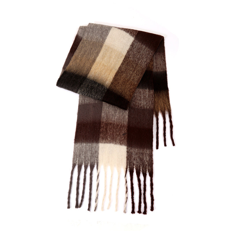 Ladies Color Block AC Plaid Daily Scarf SKAS4201