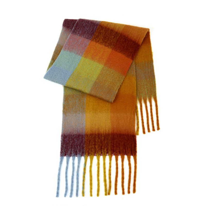 Ladies Color Block AC Plaid Daily Scarf SKAS4201