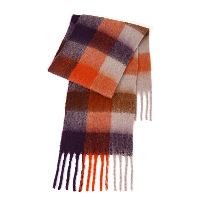 Ladies Color Block AC Plaid Daily Scarf SKAS4201