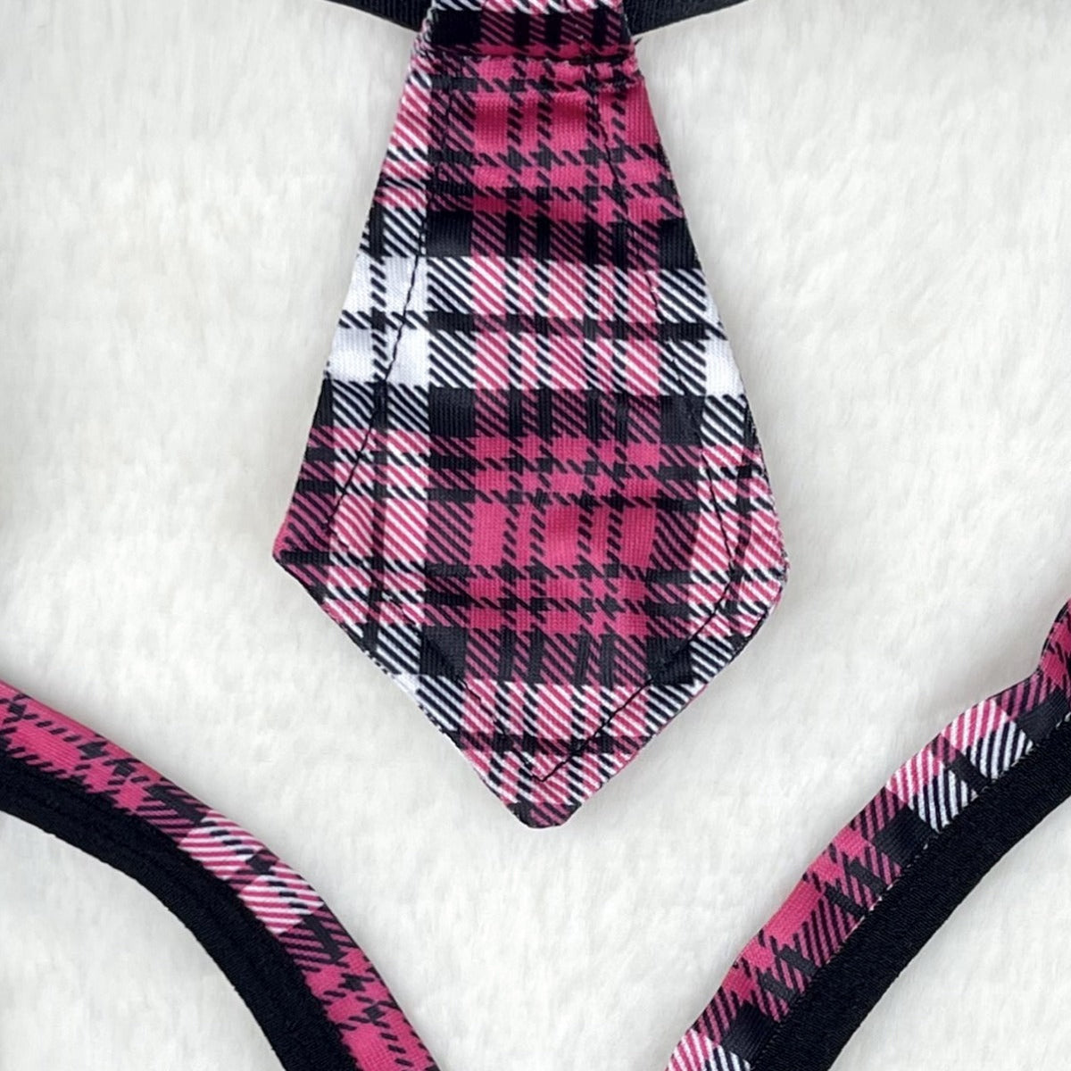 Ladies Spicy Plaid Print 4PCS Costume Chemise Set SKLG4055
