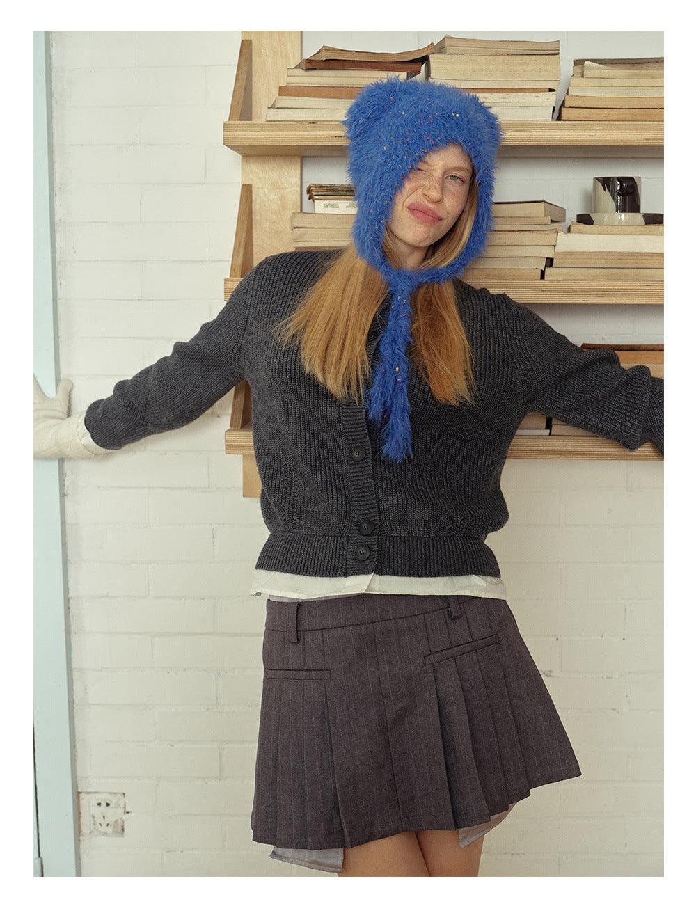 Solid Color Cute Sweet String Tie Knit Hat YH3050