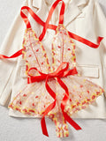 Ladies Heart Embroidery see Through Teddy SKLG4153