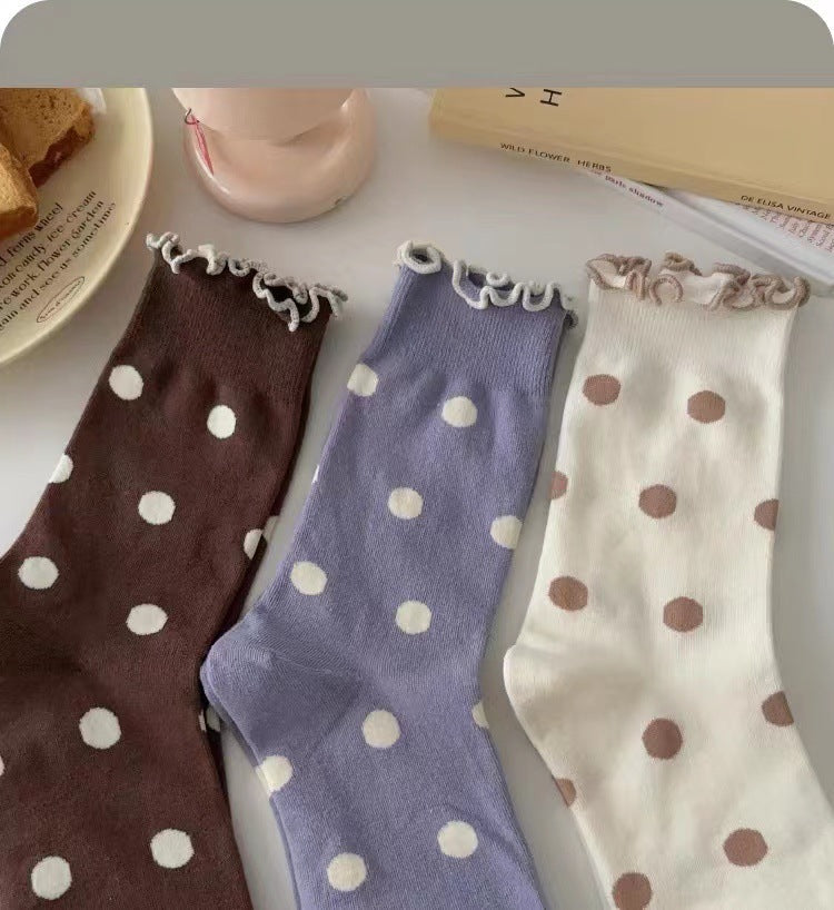 Ladies Everyday Polka Dot Knit Socks SKAS50019