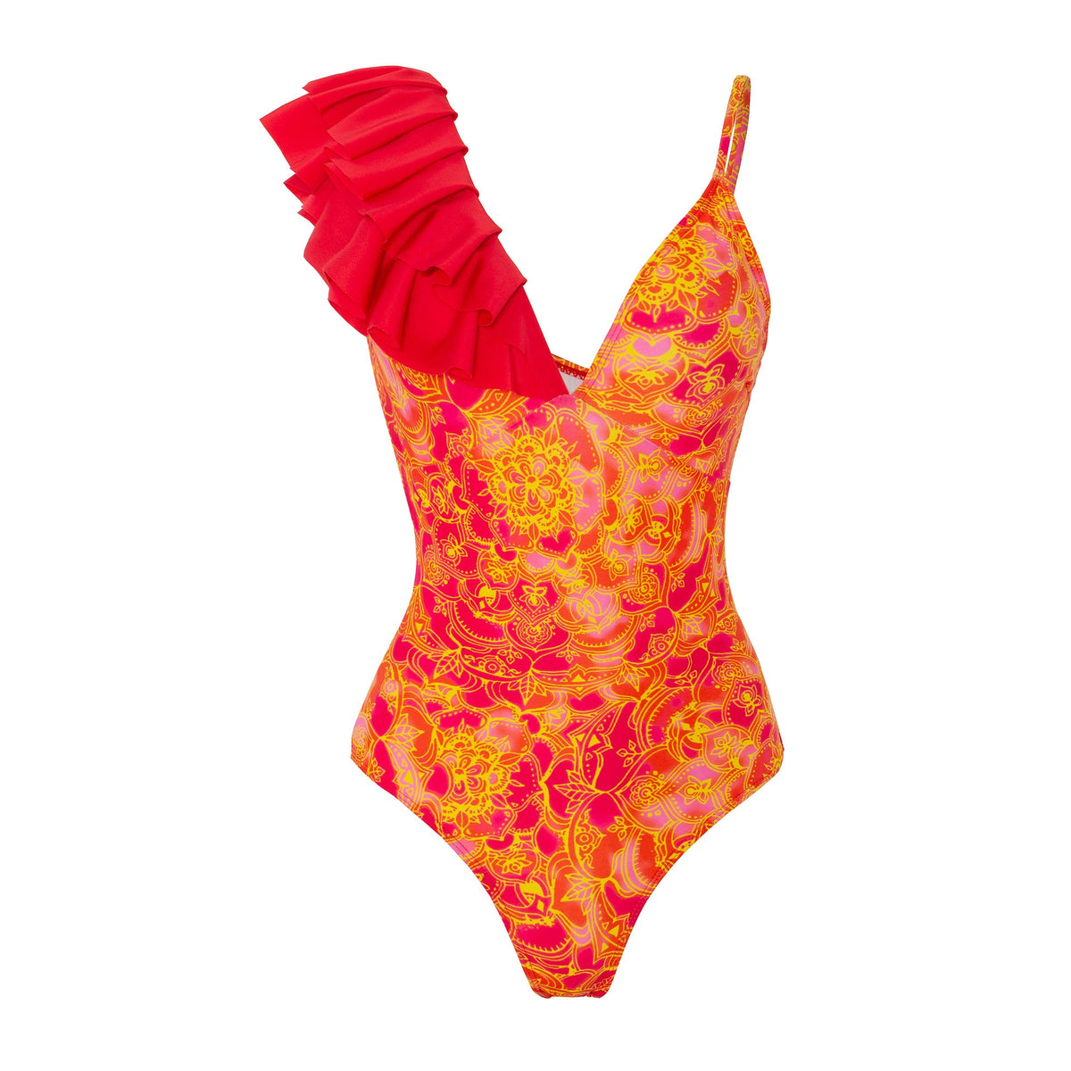 One Ruffle Shoulder One Piece with Cover SKSW40128