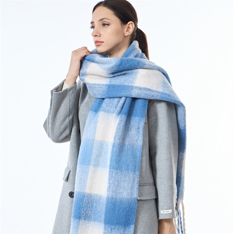 Ladies Color Block AC Plaid Daily Scarf SKAS4201