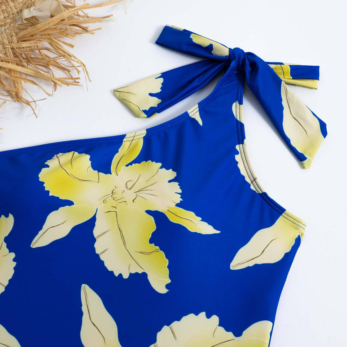 Floral Print One Shoulder One Piece with Cover SKSW40131
