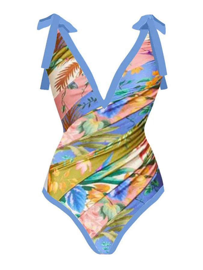 Ladies Strape Shoulder Print One Piece Swimwear SKSW40080T