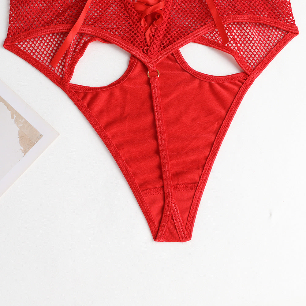 Ladies Solid Color See Through Lingerie Teddy SKLG4099