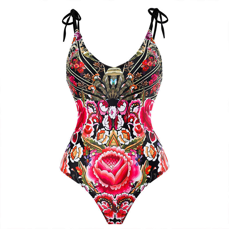 Two Shoulder One Piece Swimwear with Salong SKSW40114