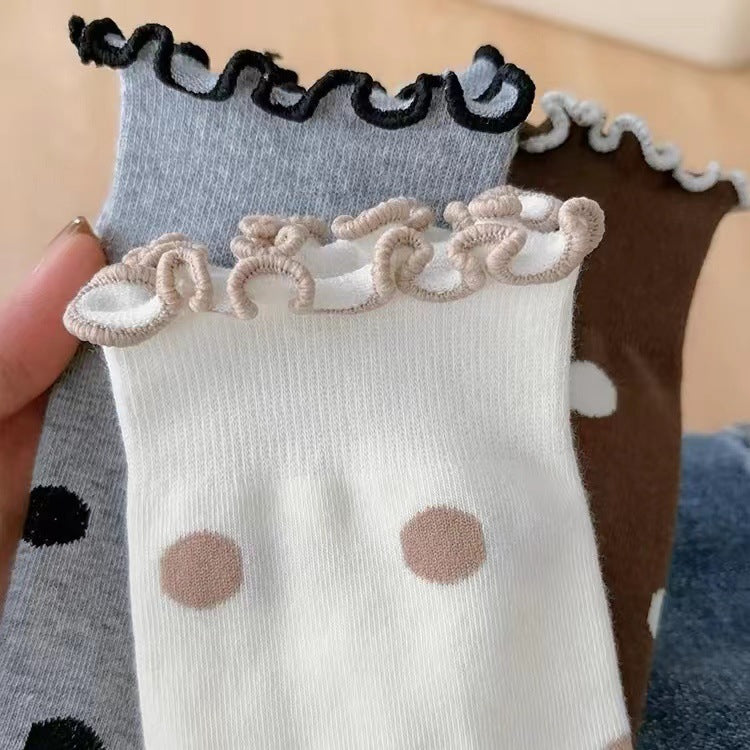 Ladies Everyday Polka Dot Knit Socks SKAS50019